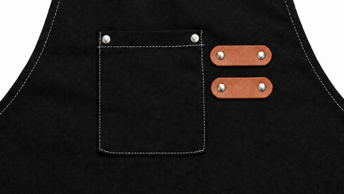 Lot de 3 tabliers professionnels noirs – Finitions cuir vegan camel