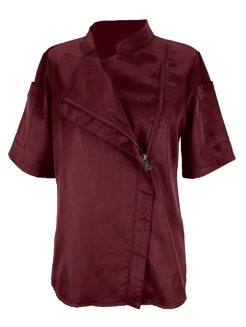 Veste cuisinière femme bordeaux - vue de face