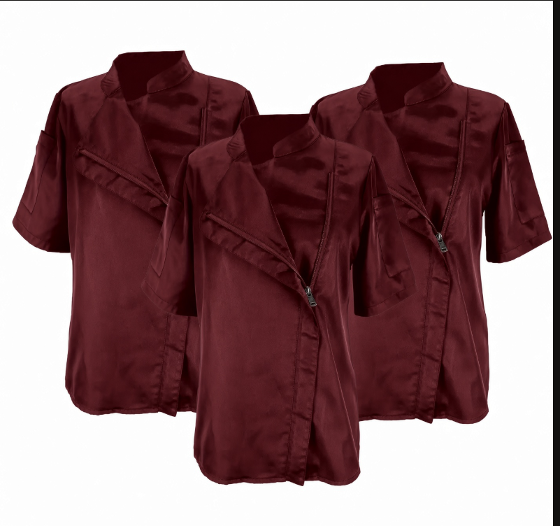 Pack 3 vestes cuisinière femme bordeaux