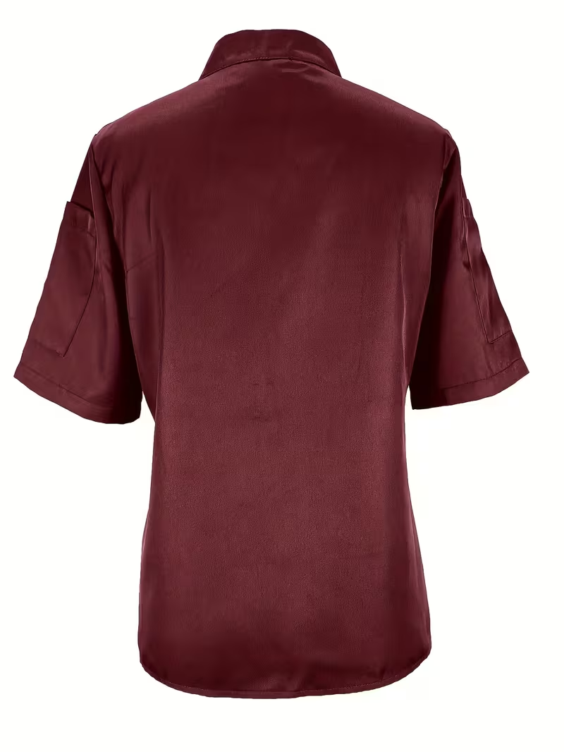 Veste cuisinière femme bordeaux - vue de dos