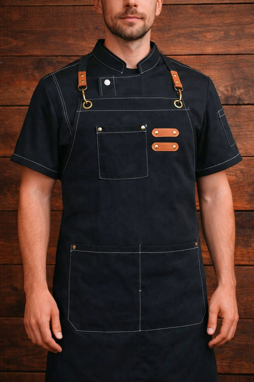 Ensemble Veste de Cuisine Professionnelle + Tablier - Tailles S à XL