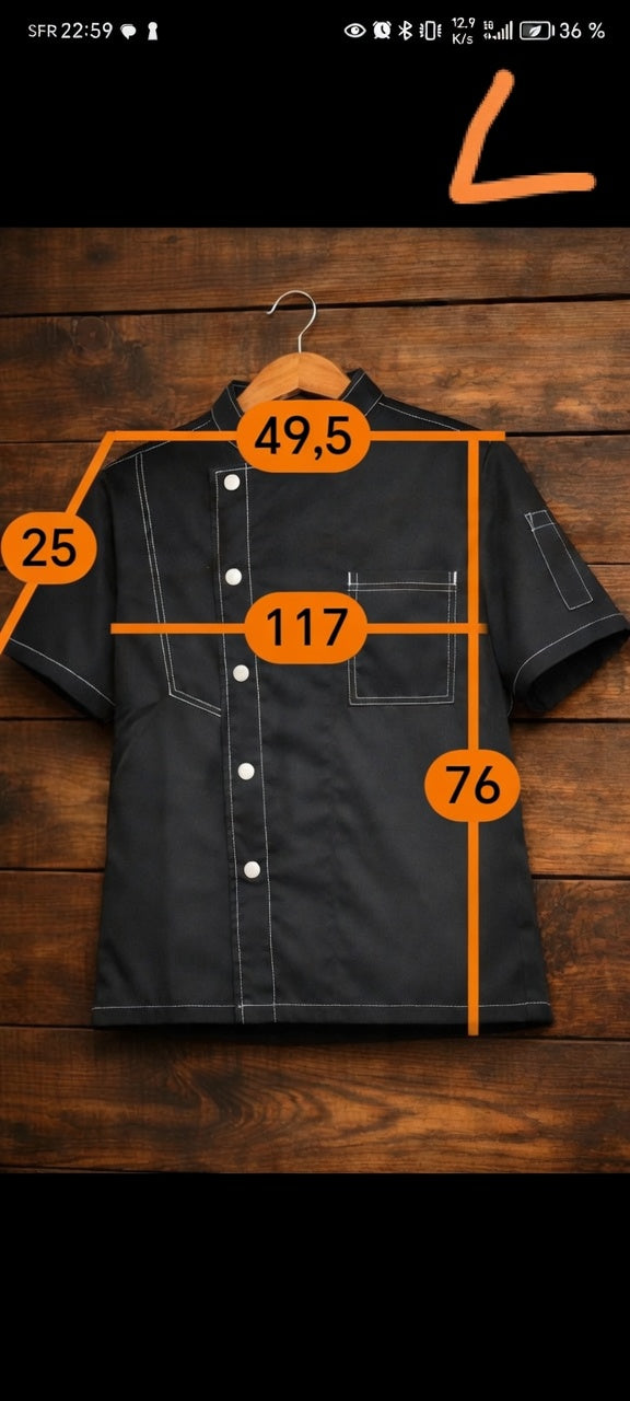 Lot de 2 Vestes de Cuisine Professionnelles Denim Noir - Mesh Respirant