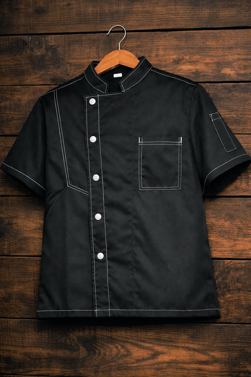 Lot de 2 Vestes de Cuisine Professionnelles Denim Noir - Mesh Respirant