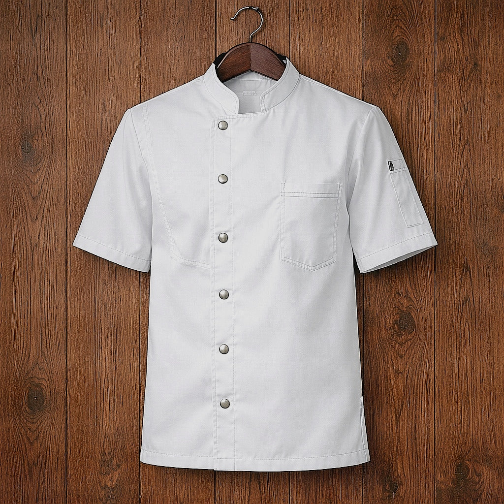 Veste de Cuisine Professionnelle Denim Blanc - Mesh Respirant (Tailles M à XL)