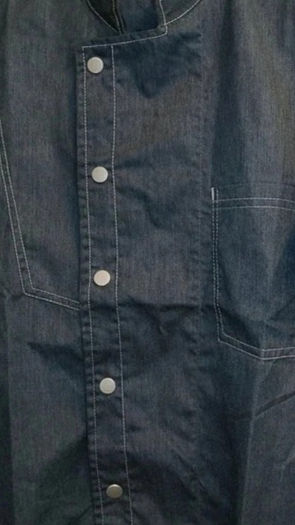 Veste de Cuisine Professionnelle Bleu Denim - Col Officier (Taille S)