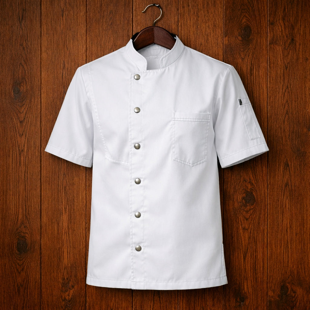 Veste de Cuisine Professionnelle Denim Blanc - Mesh Respirant (Tailles M à XL)