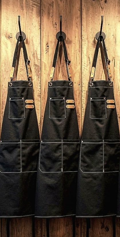 Lot de 3 Tabliers Professionnels en Toile Épaisse - Finitions Cuir Technique