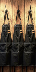 Lot de 3 Tabliers Professionnels en Toile Épaisse - Finitions Cuir Technique