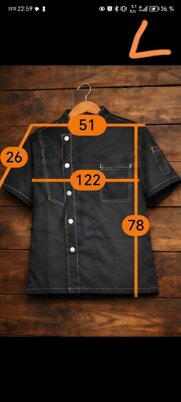 Lot de 2 Vestes de Cuisine Professionnelles Denim Noir - Mesh Respirant