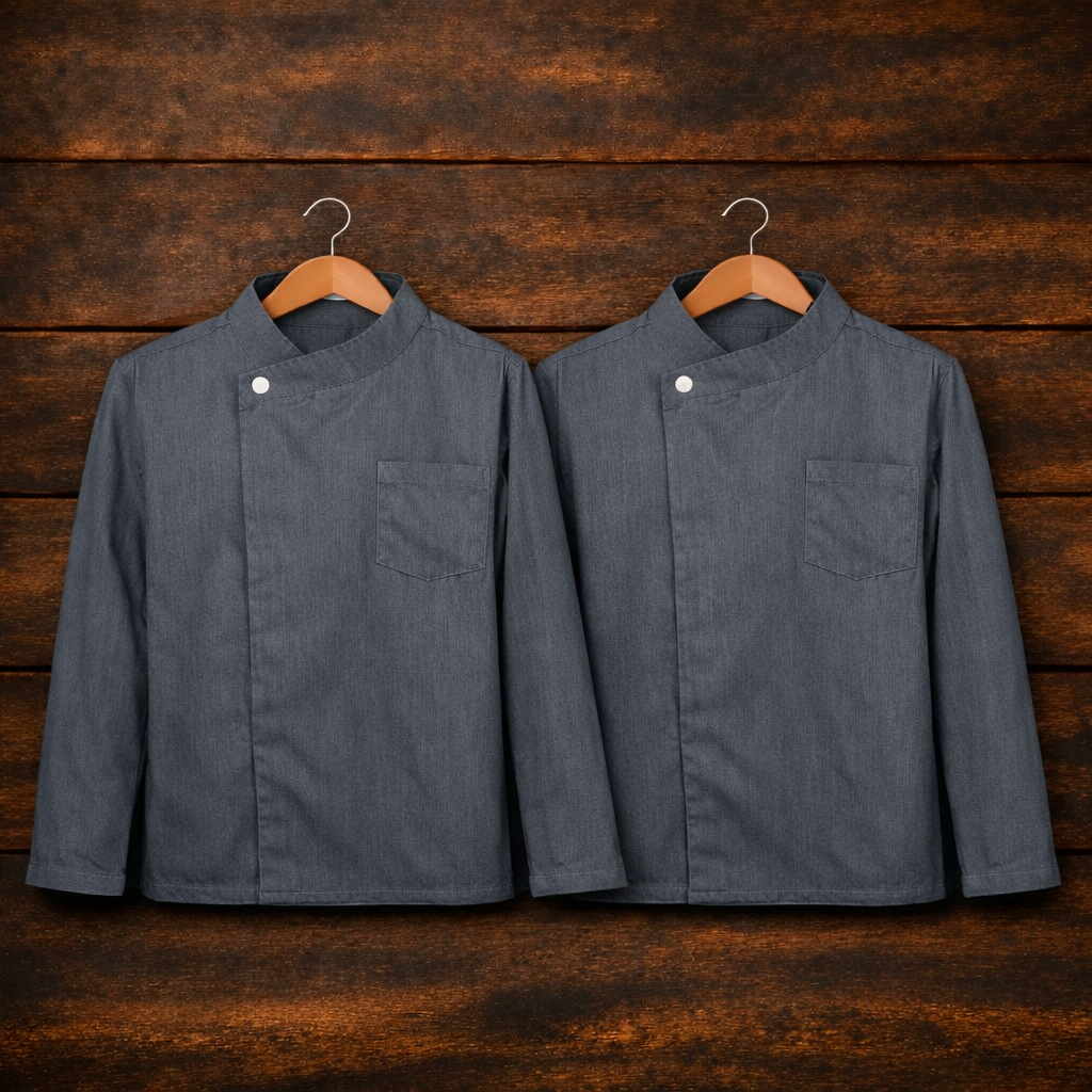 Lot de 2 Vestes de Cuisine Professionnelles Denim Gris Anthracite