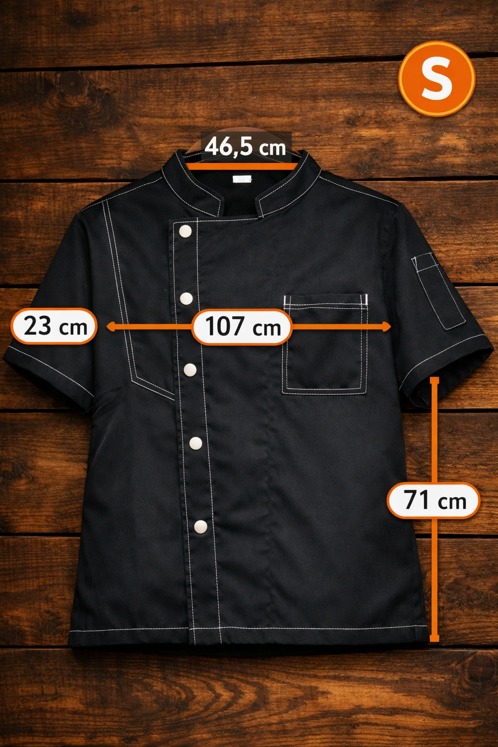Veste de Cuisine Professionnelle Bleu Denim - Col Officier (Taille S)