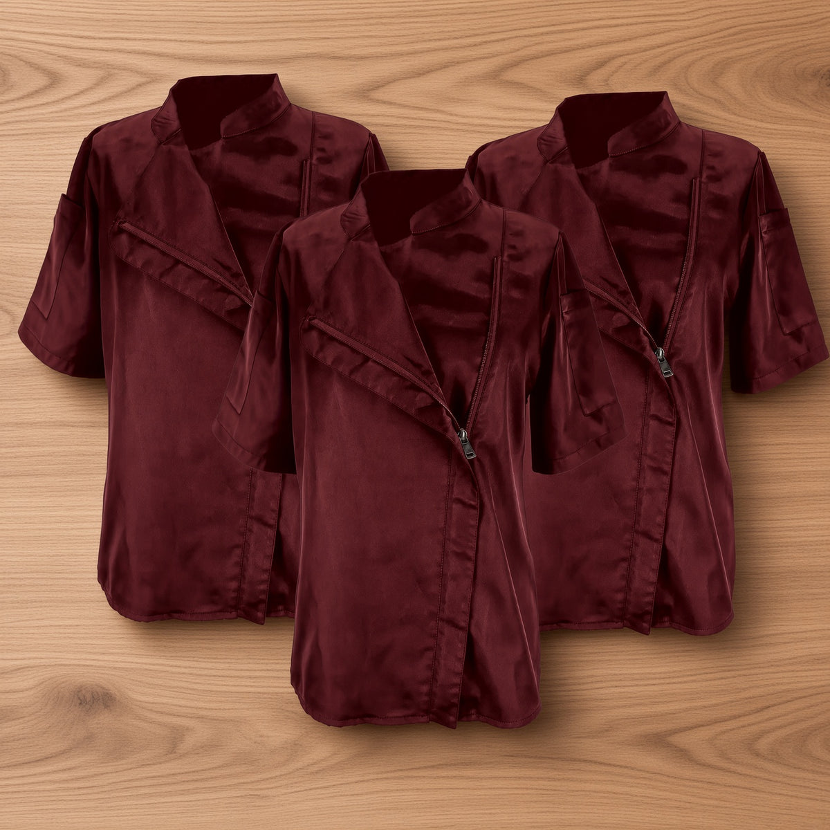 Pack 3 Vestes Pâtissière Femme Bordeaux – Tenue Professionnelle Laboratoire