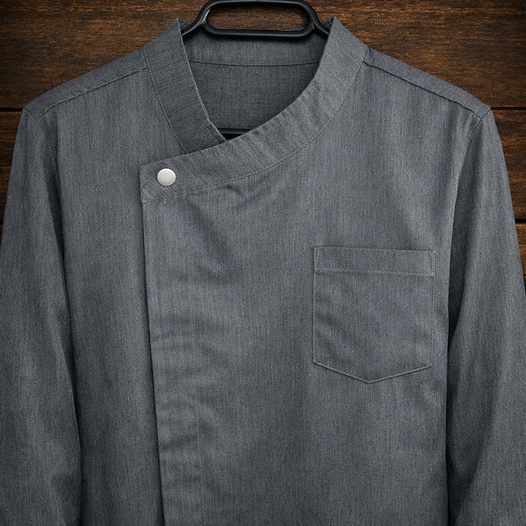 Veste de Cuisine Professionnelle Denim Gris Anthracite - Manches Longues